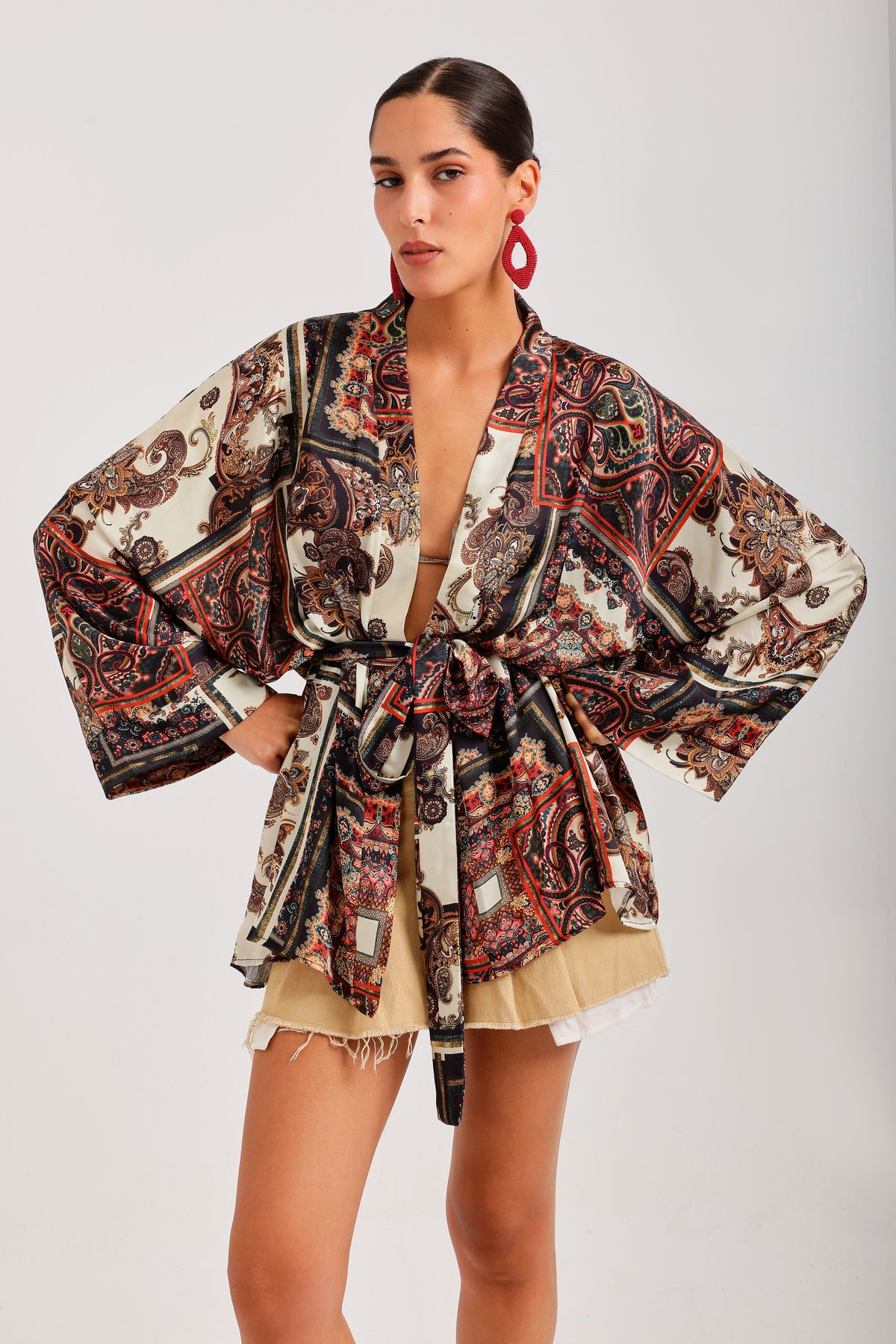 Kimono — printed silk, front