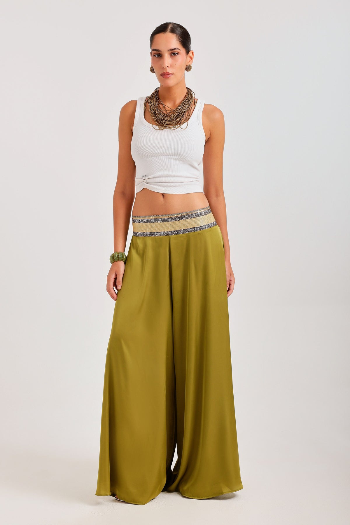 Pants — wide-leg trouser, front
